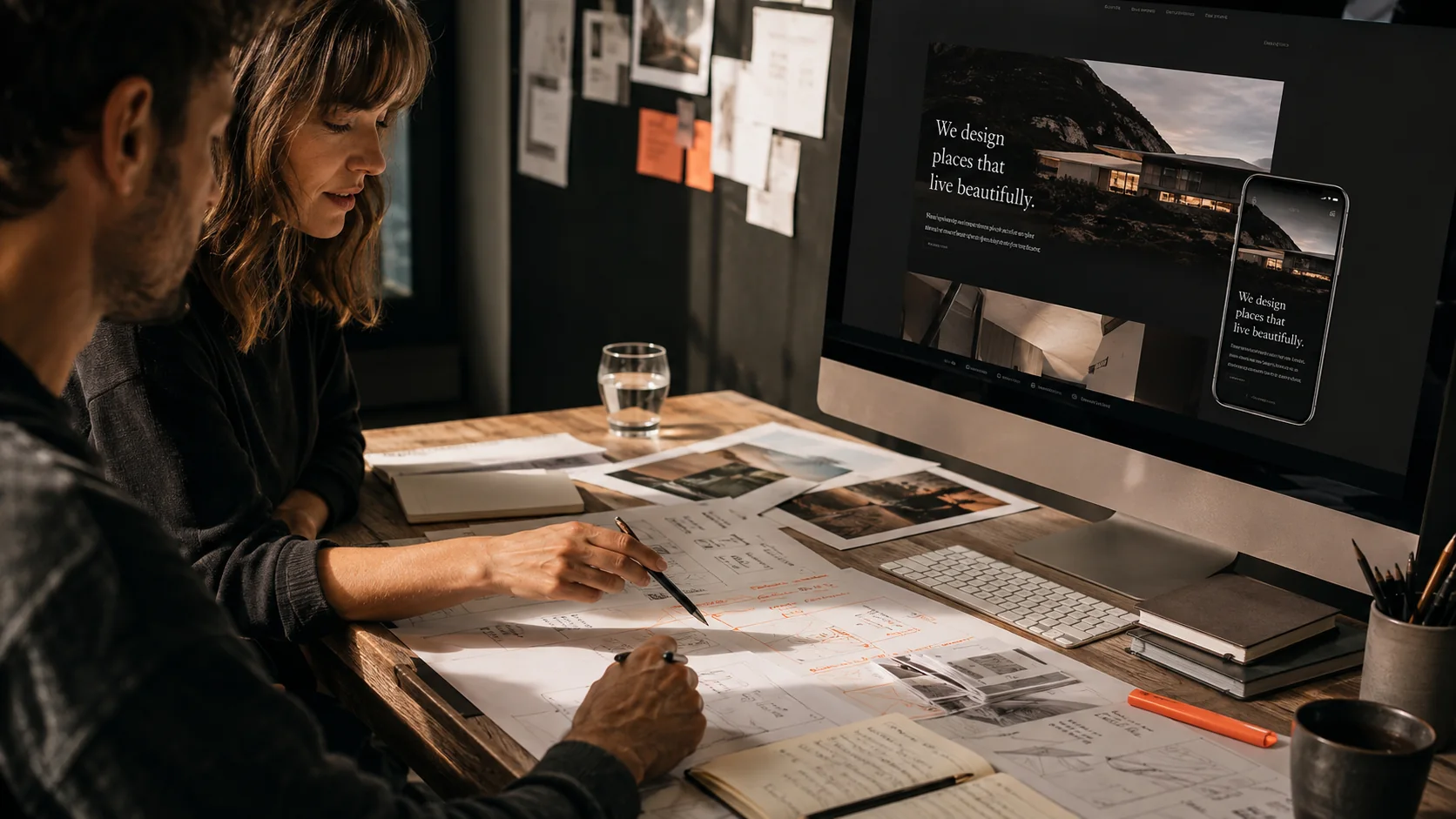 A business owner and designer shaping a website together